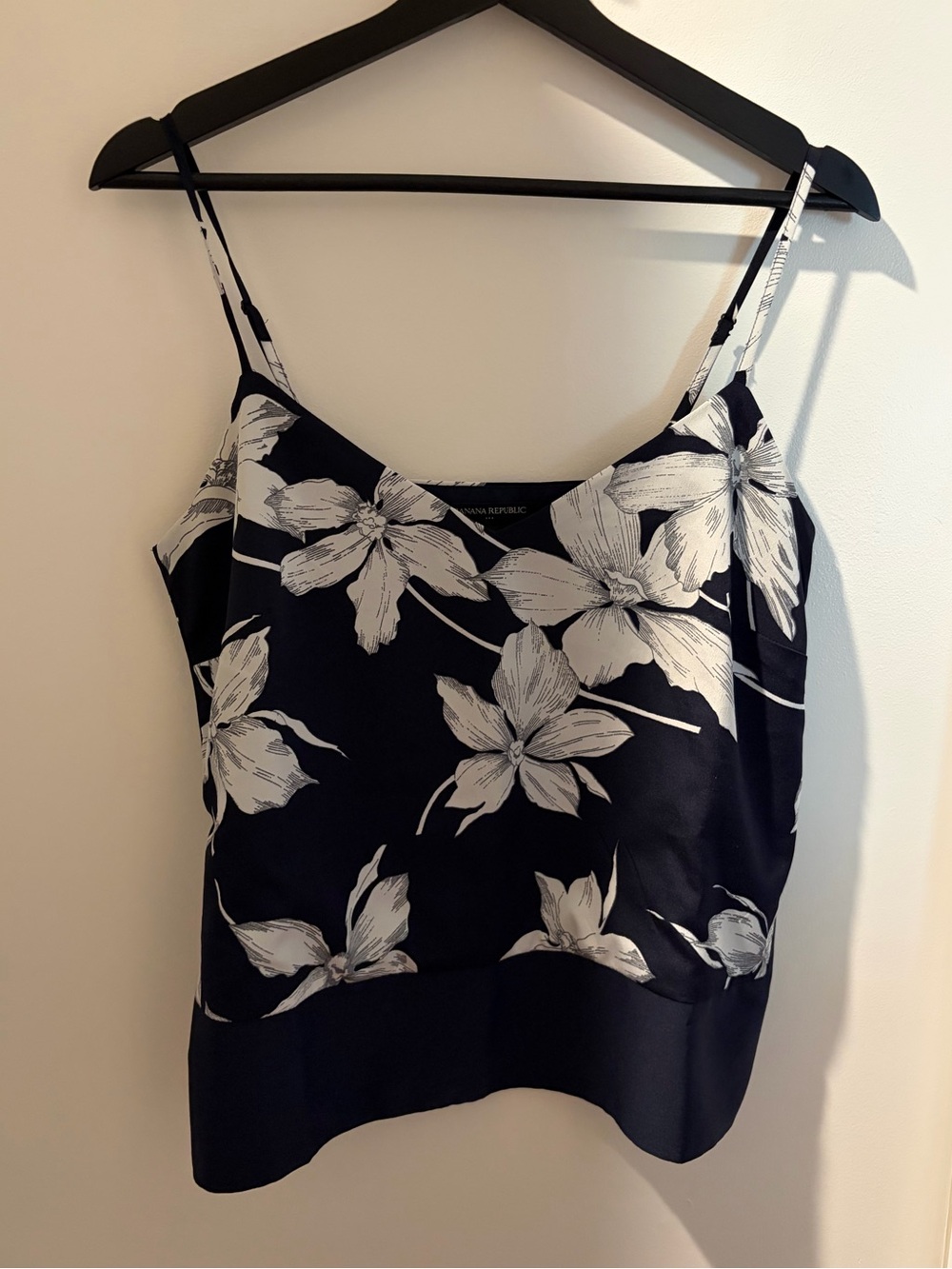 Banana Republic Navy and White Floral Spaghetti Strap Cami